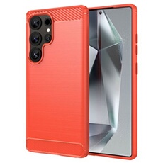 Coque pour Samsung Galaxy S25 Ultra 5G - housse etui silicone gel carbone + film ecran - ROUGE -