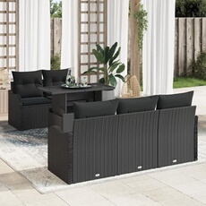 vidaXL - Salon de jardin modulable - 5 personnes - Noir - 6 pièces