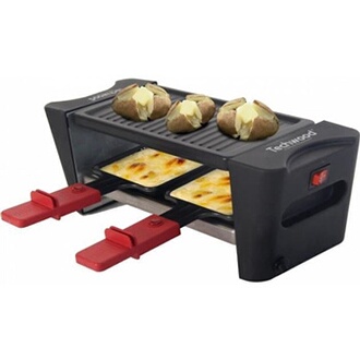Appareil Raclette Grill 2 Personnes Mini 500W - 2 Poêlons + Plaque Antiadhésive + Thermostat Réglable