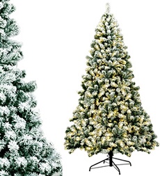 Sapin de Noël avec Lumière LED, Arbre de Noël Artificiel Enneigé 135cm