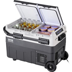 Réfrigérateur 50L Glacière Electrique à Double Zone Pour Voiture 12V Avec Roues