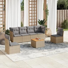 VIDAXL - Salon de jardin modulable - Rotin - Beige - 7 pièces