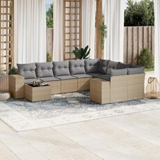 VIDAXL - Salon de jardin modulable - 9 personnes - Résine tressée - Beige