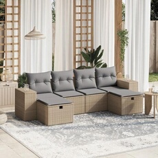 vidaXL - Salon de Jardin Modulable - Résine Tressée - Beige - 6 Personnes - 62 x 55 x 69 cm