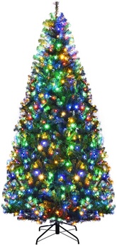 Sapin de noël artificiel lumineux 210 cm,led lumière 4 couleurs blanche chaude