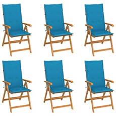 VIDAXL - Chaise de jardin - Bois de teck - Bleu - Lot de 6