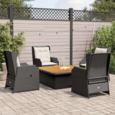 vidaXL - Salon de jardin - Résine tressée - 5 pièces - Noir - 110 x 110 x 71 cm
