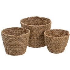 Set de 3 paniers en fibre de roseau et cosse de maïs