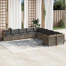 VIDAXL - Salon de jardin - Modulable - Rotin - Gris - 10 pièces