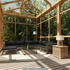 VIDAXL - Salon de jardin modulable - 7 places - Gris - 8 pièces