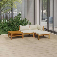 Vidaxl Beige Salon De Jardin Modulable Bois Massif 4 Pieces 3 Personnes 69 X 65 X 62.5 Cm