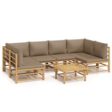 vidaXL - Salon de jardin modulable - Bambou - Marron - 7 pièces - 6 personnes