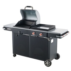 Barbecue Bi-Energy L 2 Feux - - Barbecue Charbon et Plancha Gaz 48 x 42 cm, 7,2 kW, Noir