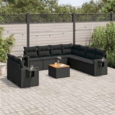 VIDAXL - Salon de Jardin Modulable - 9 Personnes - Résine Tressée - Noir - 10 Pièces