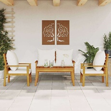 vidaXL - Salon de jardin - Bois - 4 pièces - 3 personnes - Beige