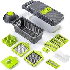 Coupe-légume Multifonction 16 pièces Lames Tranchantes et Amovibles Kitchen Ideas Vert