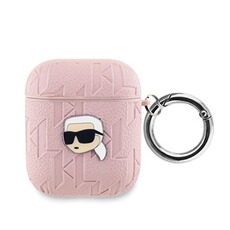 Accessoires audio Karl Lagerfeld Étui pour AirPods 1 / 2 Monogramme avec Motif Karl Head Embossé Noir