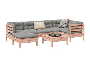 vidaXL - Salon de jardin modulable - Bois - 8 personnes - 7 pièces