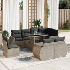 vidaXL - Salon de jardin - 9 places - Gris