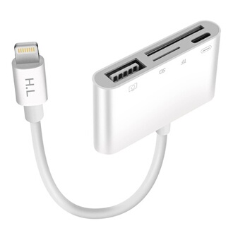 Lecteur Carte Mémoire 5 En 3 USB OTG Lightning Type-C USB A - SD TF CF MicroSD XD MS Pour IPhone Android