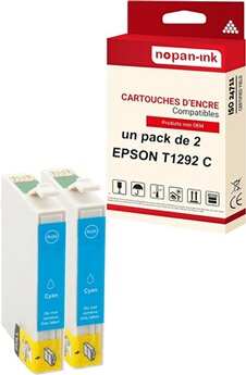 - x2 Cartouche compatible pour EPSON T1292 XL T1292XL Cyan Pomme
