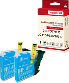 - x2 Cartouche compatible pour BROTHER LC 980 XL LC980XL Cyan Soleil