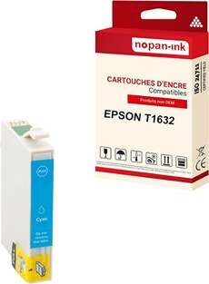 - x1 Cartouche compatible pour EPSON T1632 XL T1632XL Cyan Stylo plume