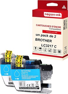 - x2 Cartouche compatible pour BROTHER LC 3217 XL LC3217XL Cyan Pot à crayon