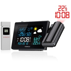 Station meteo avec projection de ''heure de la temperature interieure et exterieure