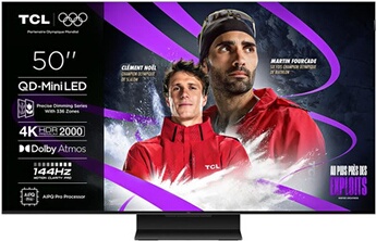 4K QD Mini Pro 144Hz 50C79K 127 cm avec GOOGLE et système sonore Dolby Atmos