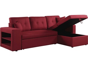 Canape angle fixe 3 places en lin rouge 146 x 233 x 86 cm