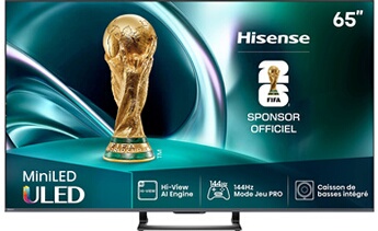 TV ULED MiniLed Hisense 4K UHD 65U79Q 164 cm 2025 - vue 2