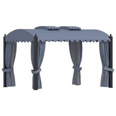 Tonnelle avec Rideaux Chapiteau de Jardin Tente de Réception de Patio Belvédère de Terrasse Pavillon d'Extérieur 3x4 48056