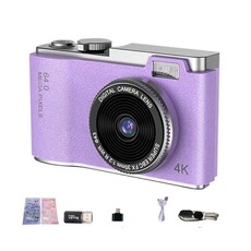Appareil photo compact YONIS Appareil Photo Numérique 4K Double Objectif Léger Et Portable Jaune