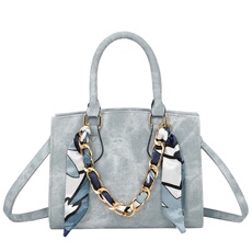 Sac à Main Femme Effet Jeans Tie and Dye avec Chaîne Décorative et Foulard Gallantry Bleu clair