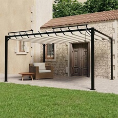 Tonnelle avec Toit à Persienne Belvédère de Jardin Pavillon d'Extérieur Tente de Réception Terrasse 3x4 m Crème Tissu 313927