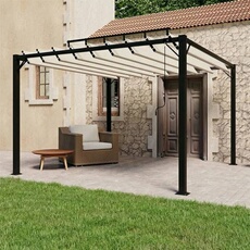 Tonnelle avec Toit à Persienne Belvédère de Jardin Pavillon d'Extérieur Tente de Réception Terrasse 3x3 m Crème Tissu 313924