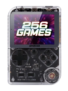 Console rétrogaming Amstrad Console de jeu portable Transparent Noir avec 256 jeux et batterie rechargeable