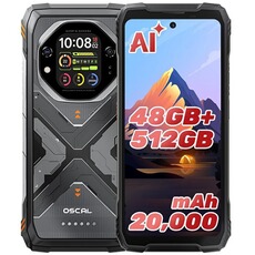 Smartphone Blackview OSCAL TANK 1 5G Téléphone 20000mAh/55W, 6,78" FHD+ 120Hz & 2,01" Ecran tactile arrière, Smartphone Android 15 de 36 Go+256 Go/2 To, Orange