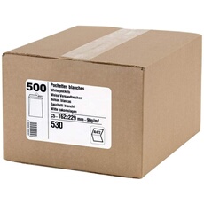 Enveloppes - Blanche - C5 - 162x229mm - Autocollante - Carton de 500 -