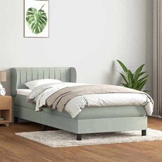 Sommier à lattes de lit et matelas gris clair 90x220 cm velours 3317721