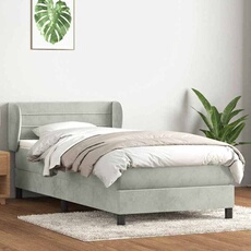 Sommier à lattes de lit et matelas gris clair 90x220 cm velours 3317637