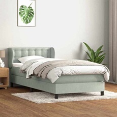 Sommier à lattes de lit et matelas gris clair 90x220 cm velours 3317889
