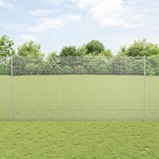 Clôture en fil soudé avec 10 poteaux en U Argent 1,5x10 m Acier 3336337