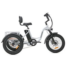 Tricycle cargo électrique Jobobike Triker, moteur Bafang, Max 25 km/h pour seniors, blanc