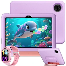 Tablette tactile Blackview Tablette Tactile Enfants Tab 20 Kids 10.1" RAM 12Go ROM 64Go-SD 2To,Android 15 6600 mAh WiFi6 Violet-Avec Montre Z20 Rose