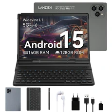 Tablette tactile Lamzien Tablette Tactile - 10.1 Pouces IPS PAD - Android 15 - 14Go + 128Go - Wifi - 6500mAh - Clavier AZERTY