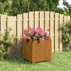 vidaXL - Jardinière avec pieds - Acier Corten - 32x30x33 cm - Marron