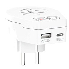 universel Skross World to Europe avec chargeur USB-A et C Blanc