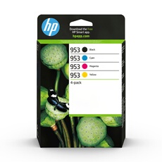 HP 953 Pack de 4 Cartouches d'Encre Noire, Cyan, Magenta et Jaune Authentiques (6ZC69AE)